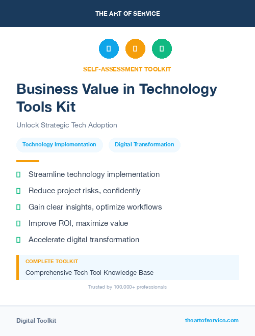 Business Value in Technology Tools Kit