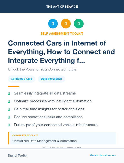 Connected Cars in Internet of Everything, How to Connect and Integrate Everything from People and Processes to Data and Things Kit