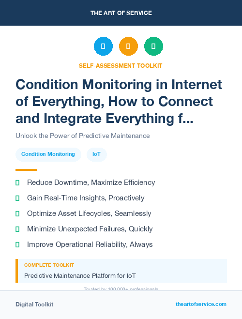 Condition Monitoring in Internet of Everything, How to Connect and Integrate Everything from People and Processes to Data and Things Kit