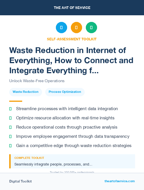 Waste Reduction in Internet of Everything, How to Connect and Integrate Everything from People and Processes to Data and Things Kit