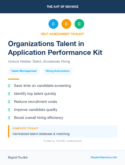 Organizations Talent in Application Performance Kit