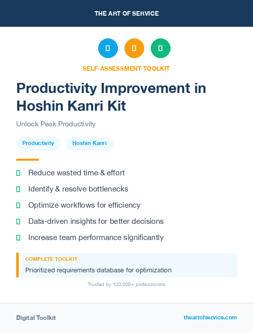Productivity Improvement in Hoshin Kanri Kit