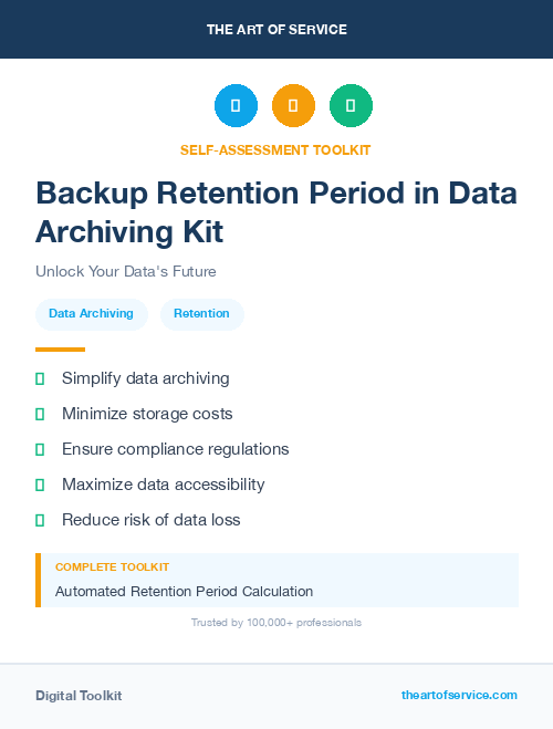 Backup Retention Period in Data Archiving Kit