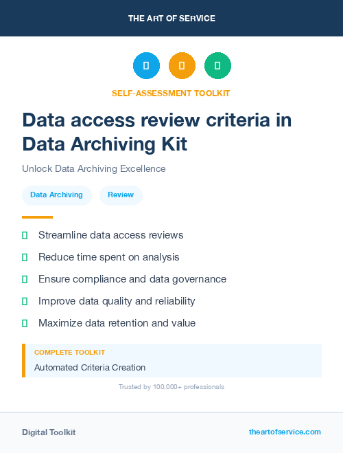 Data access review criteria in Data Archiving Kit