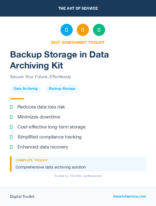 Backup Storage in Data Archiving Kit