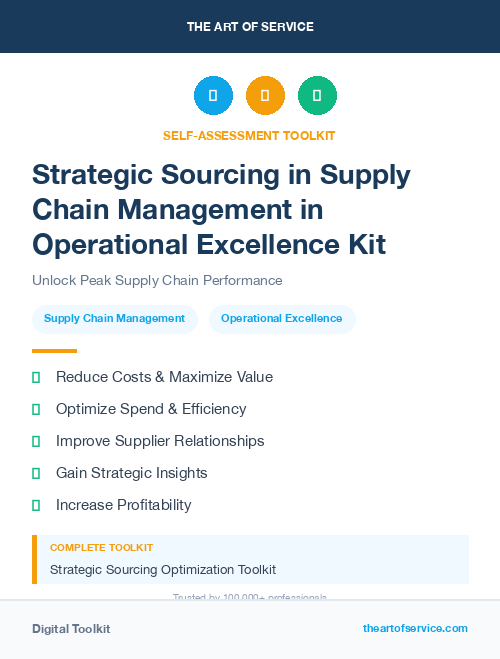 Strategic Sourcing in Supply Chain Management in Operational Excellence Kit