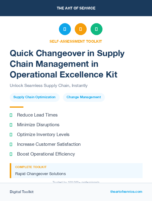 Quick Changeover in Supply Chain Management in Operational Excellence Kit