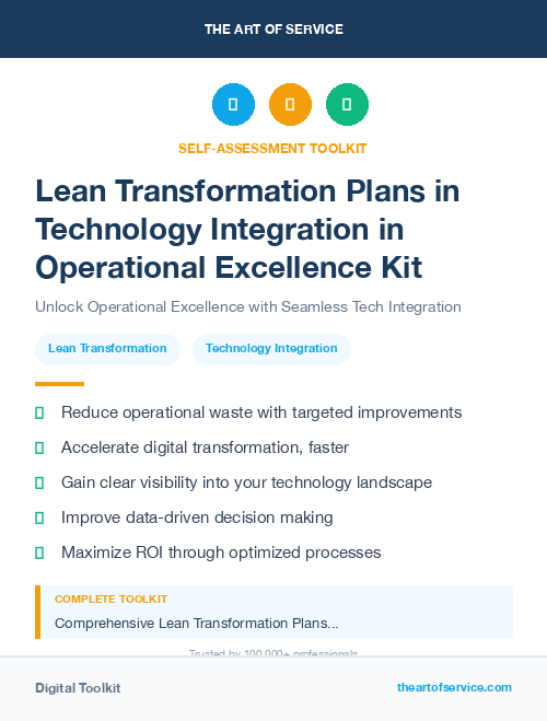 Lean Transformation Plans in Technology Integration in Operational Excellence Kit