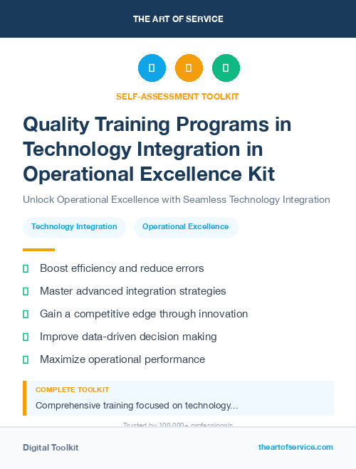 Quality Training Programs in Technology Integration in Operational Excellence Kit