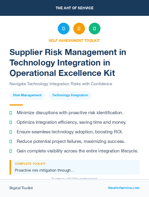 Supplier Risk Management in Technology Integration in Operational Excellence Kit