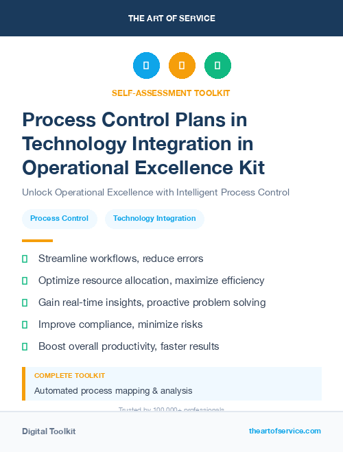 Process Control Plans in Technology Integration in Operational Excellence Kit