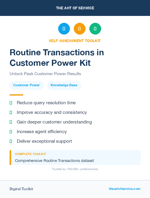 Routine Transactions in Customer Power Kit