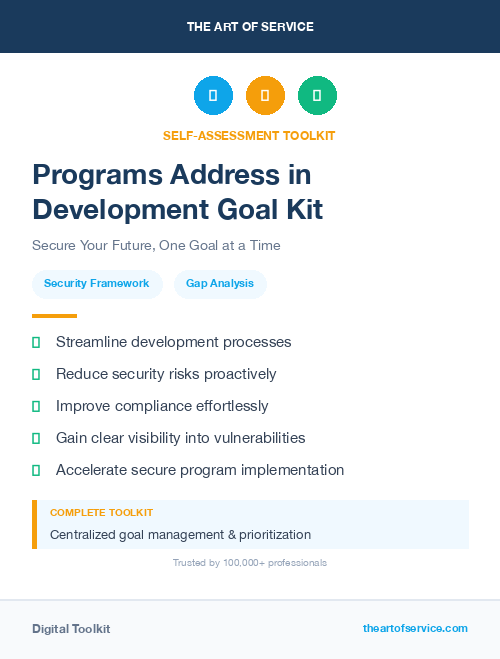 Programs Address in Development Goal Kit
