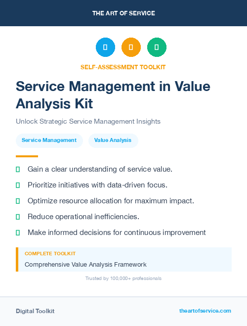 Service Management in Value Analysis Kit