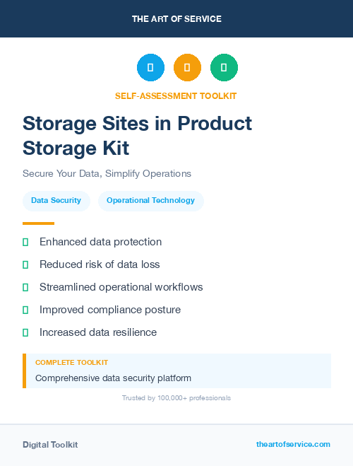 Storage Sites in Product Storage Kit