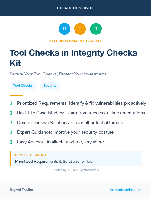 Tool Checks in Integrity Checks Kit