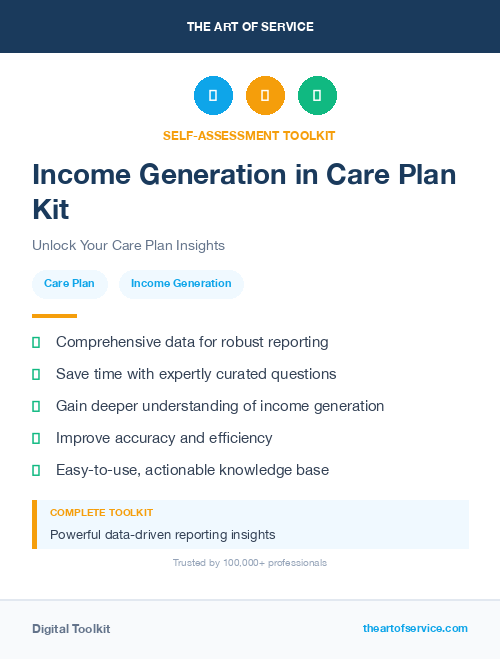 Income Generation in Care Plan Kit