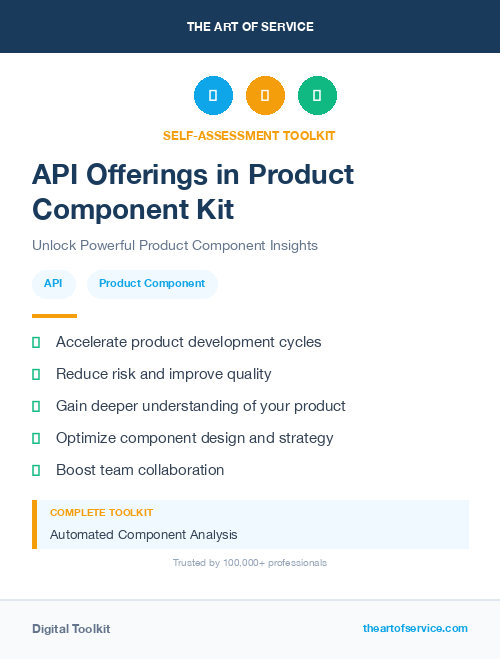 API Offerings in Product Component Kit