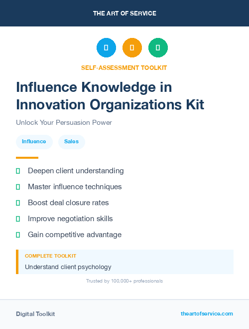 Influence Knowledge in Innovation Organizations Kit