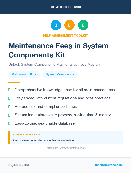 Maintenance Fees in System Components Kit