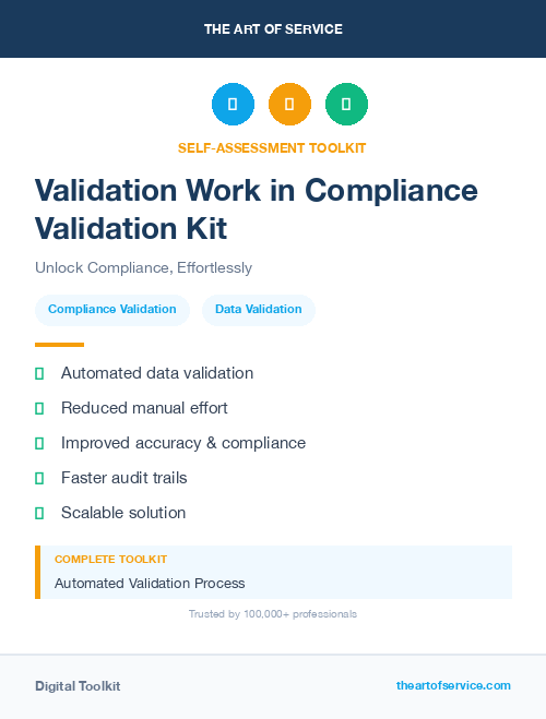Validation Work in Compliance Validation Kit