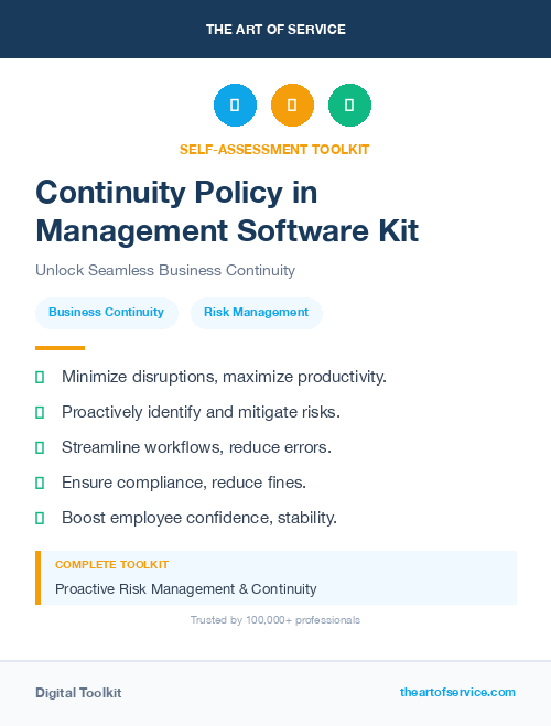 Continuity Policy in Management Software Kit