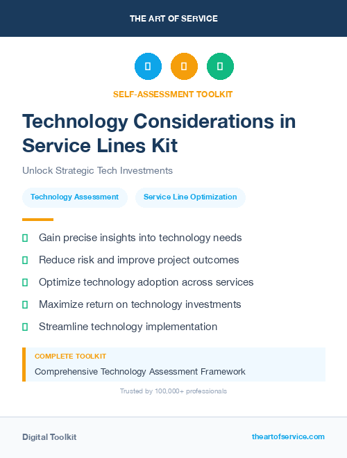 Technology Considerations in Service Lines Kit