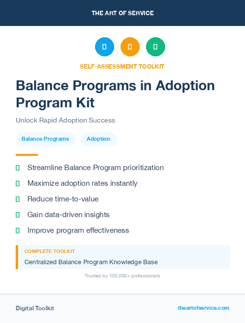 Balance Programs in Adoption Program Kit