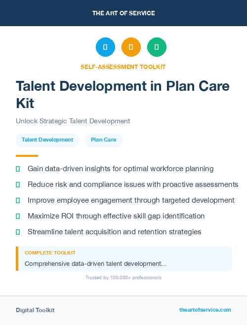 Talent Development in Plan Care Kit