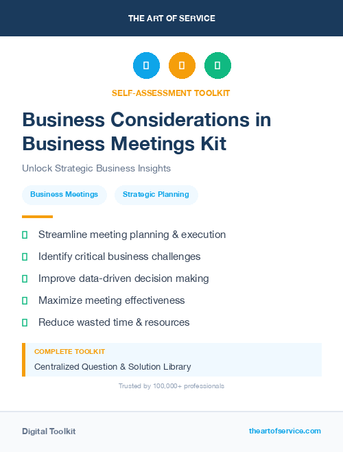 Business Considerations in Business Meetings Kit