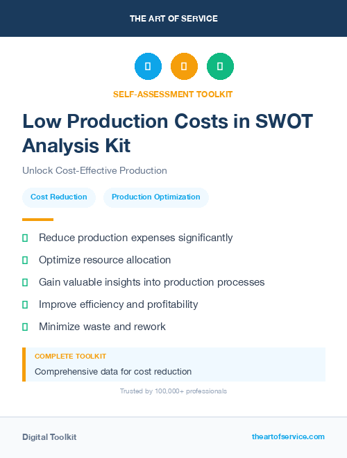 Low Production Costs in SWOT Analysis Kit