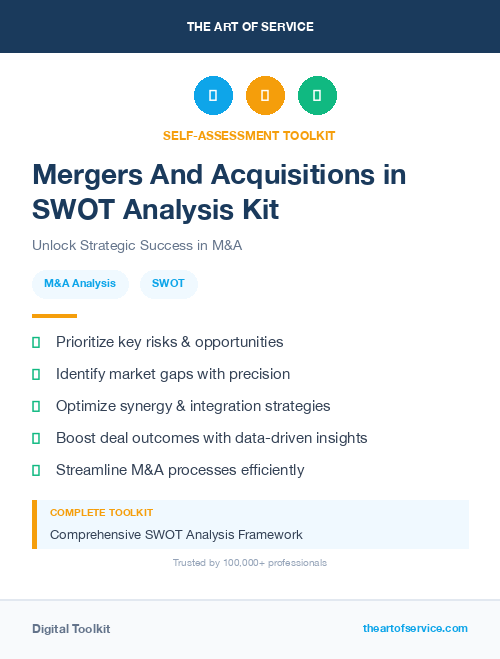 Mergers And Acquisitions in SWOT Analysis Kit