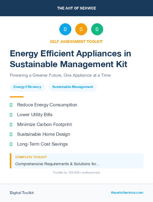 Energy Efficient Appliances in Sustainable Management Kit
