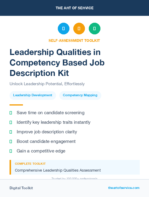 Leadership Qualities in Competency Based Job Description Kit