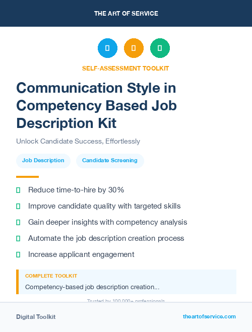 Communication Style in Competency Based Job Description Kit