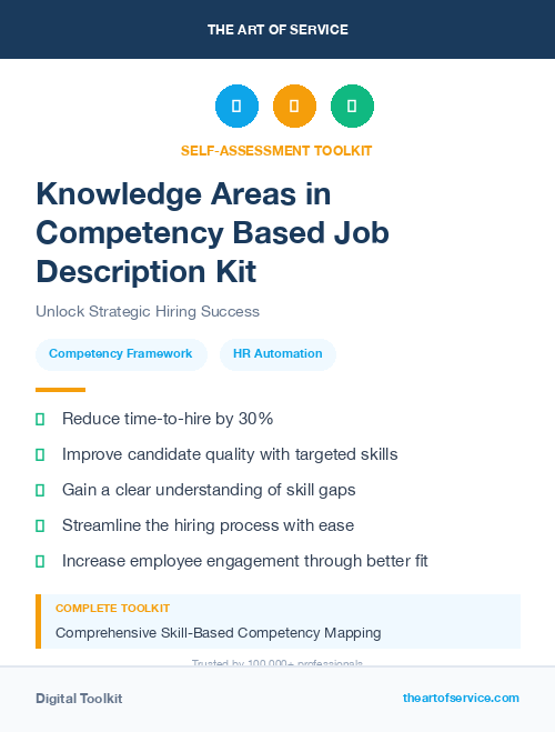 Knowledge Areas in Competency Based Job Description Kit