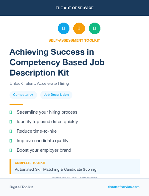 Achieving Success in Competency Based Job Description Kit
