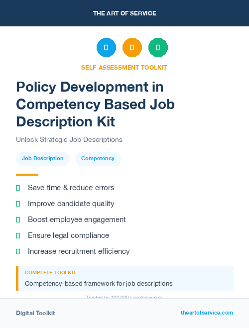 Policy Development in Competency Based Job Description Kit