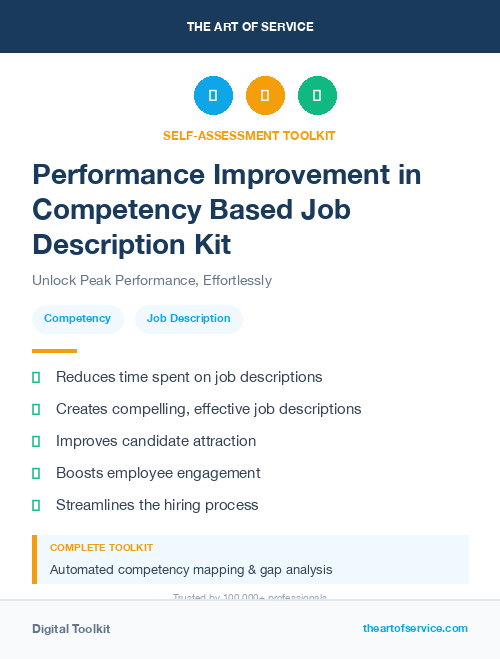 Performance Improvement in Competency Based Job Description Kit