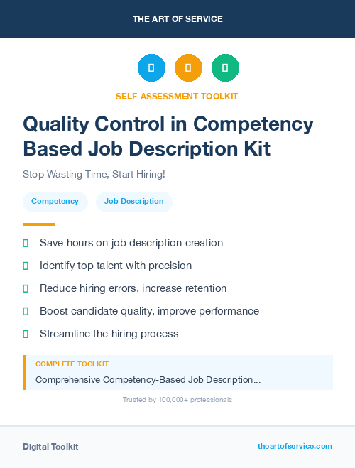 Quality Control in Competency Based Job Description Kit