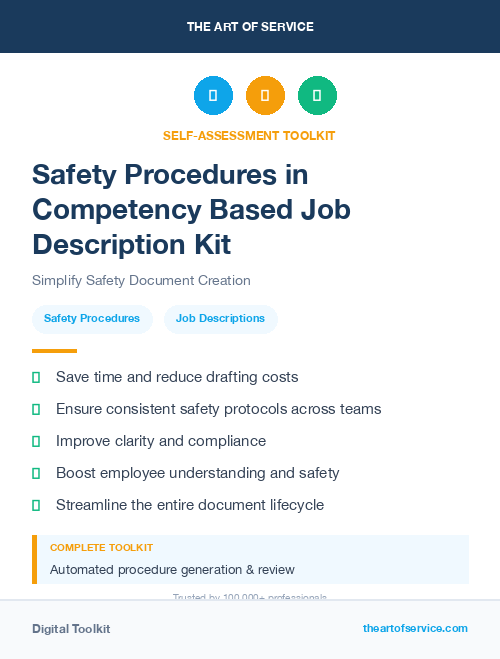 Safety Procedures in Competency Based Job Description Kit