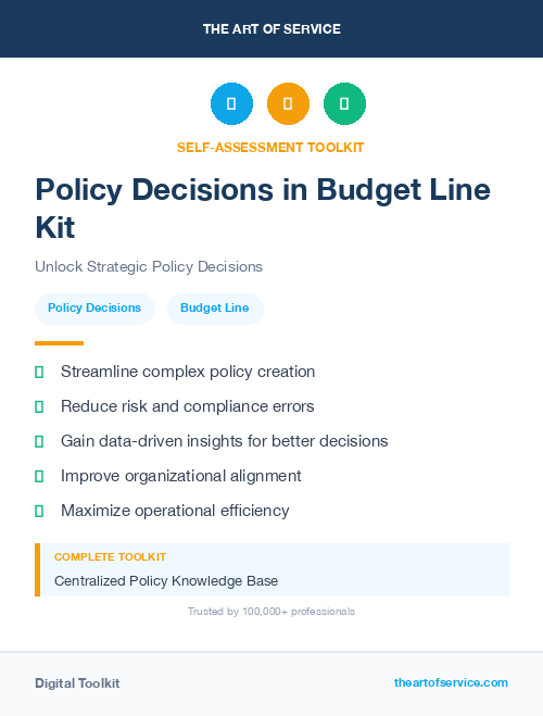 Policy Decisions in Budget Line Kit