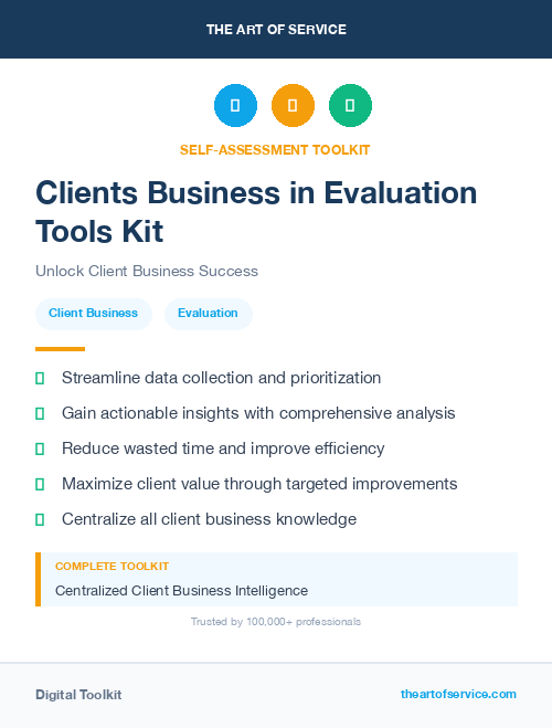 Clients Business in Evaluation Tools Kit