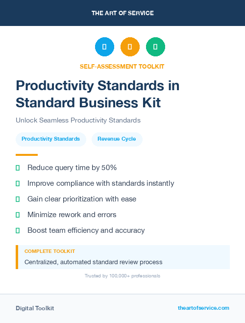 Productivity Standards in Standard Business Kit