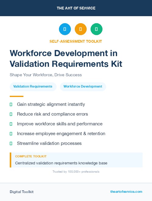 Workforce Development in Validation Requirements Kit