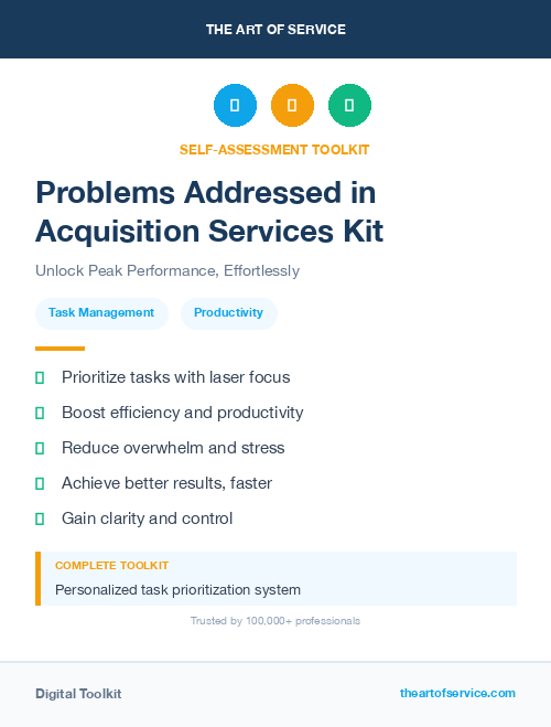 Problems Addressed in Acquisition Services Kit
