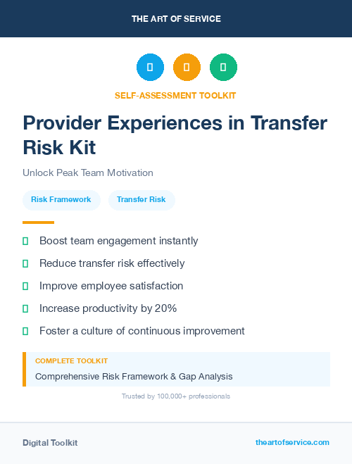 Provider Experiences in Transfer Risk Kit