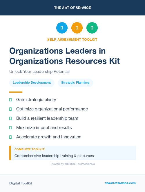 Organizations Leaders in Organizations Resources Kit