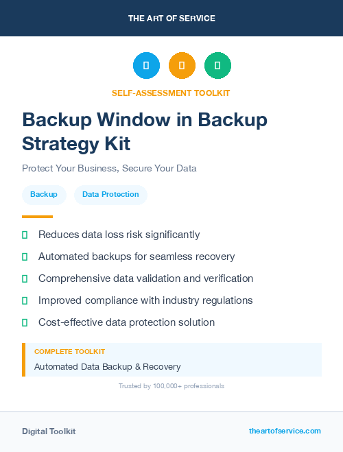 Backup Window in Backup Strategy Kit