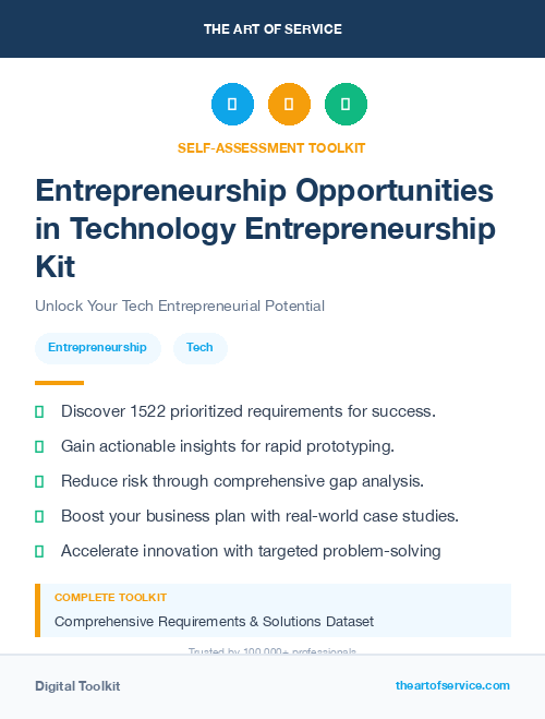 Entrepreneurship Opportunities in Technology Entrepreneurship Kit